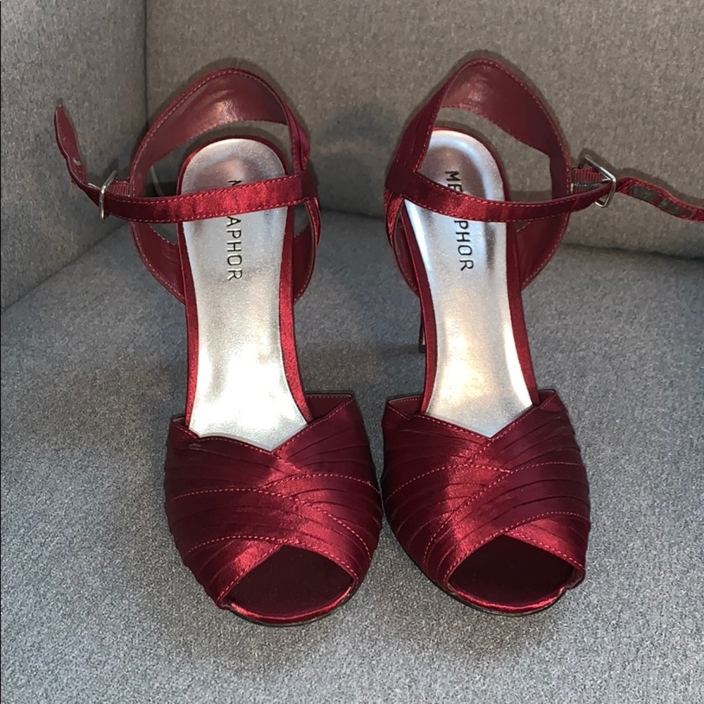 Metaphor Heels - Satin Dark Red Heels